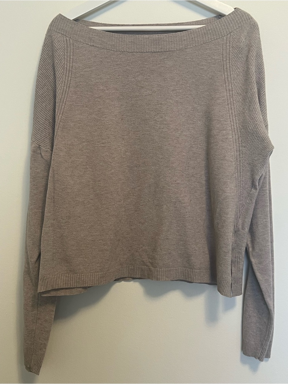 Cyrus Womens Taupe Tan Ribbed Detail Boat Neck Long Sleeve Knit Sweater Size M
